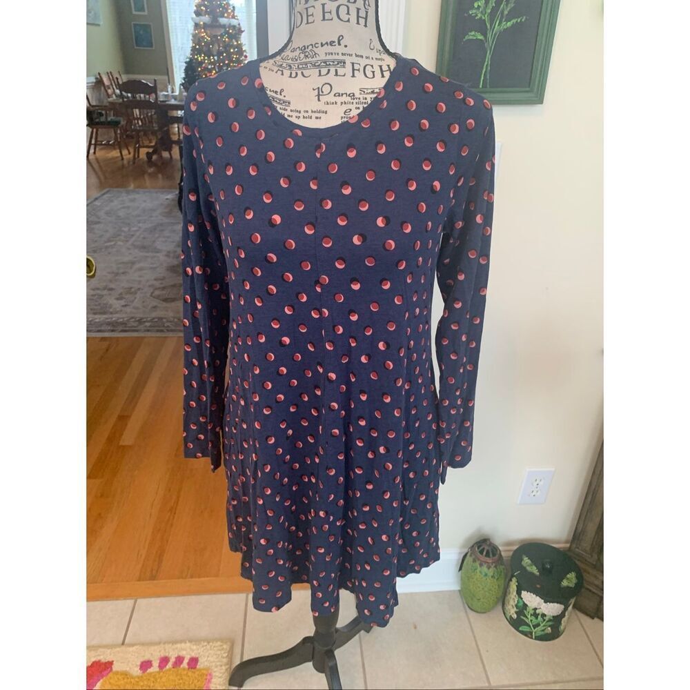 Boden Tunic Dress Navy Pink Shadow Dot